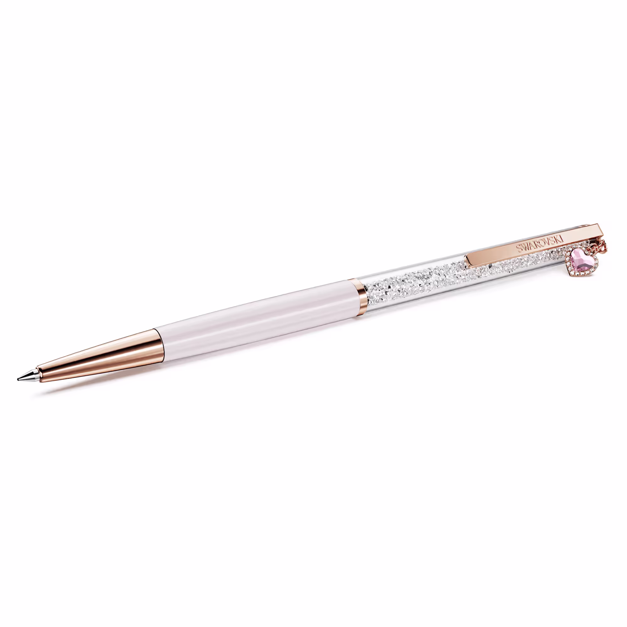 crystalline-ballpoint-pen--heart--pink--pink-lacquered--rose-gold-tone-plated-swarovski-5732990
