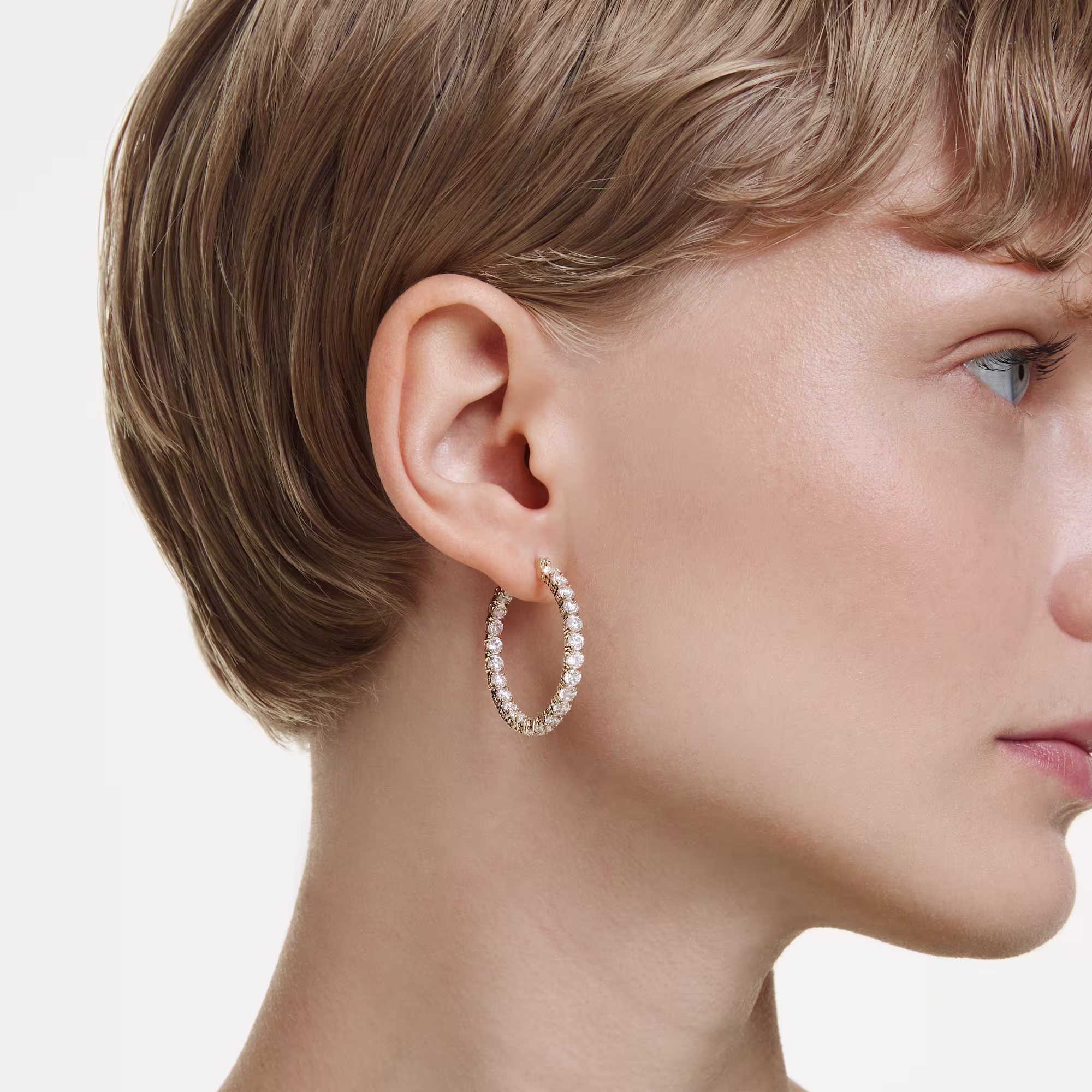 matrix-hoop-earrings--round-cut--white--gold-tone-plated-swarovski-5750620