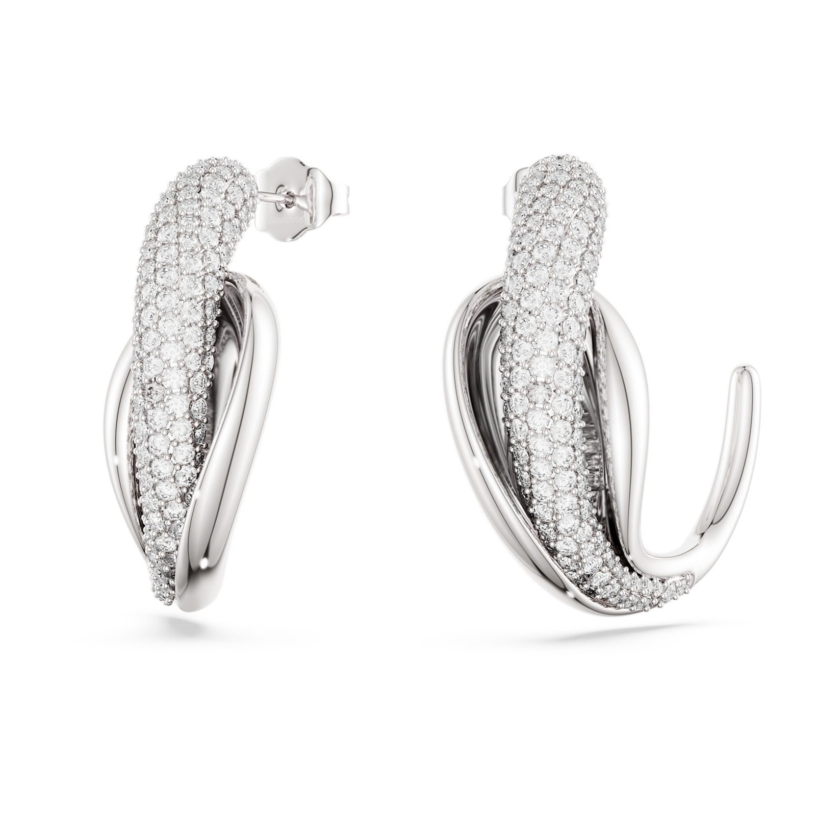 Swarovski Classica nausnice, Bijele, srebro